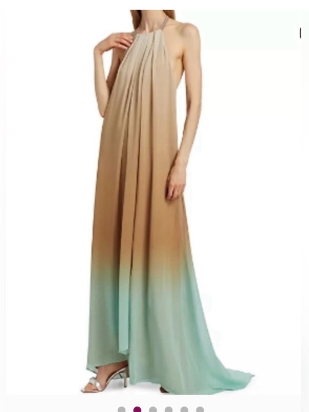 STAUD Gradient Halter Maxi Dress in Tan and Aqua